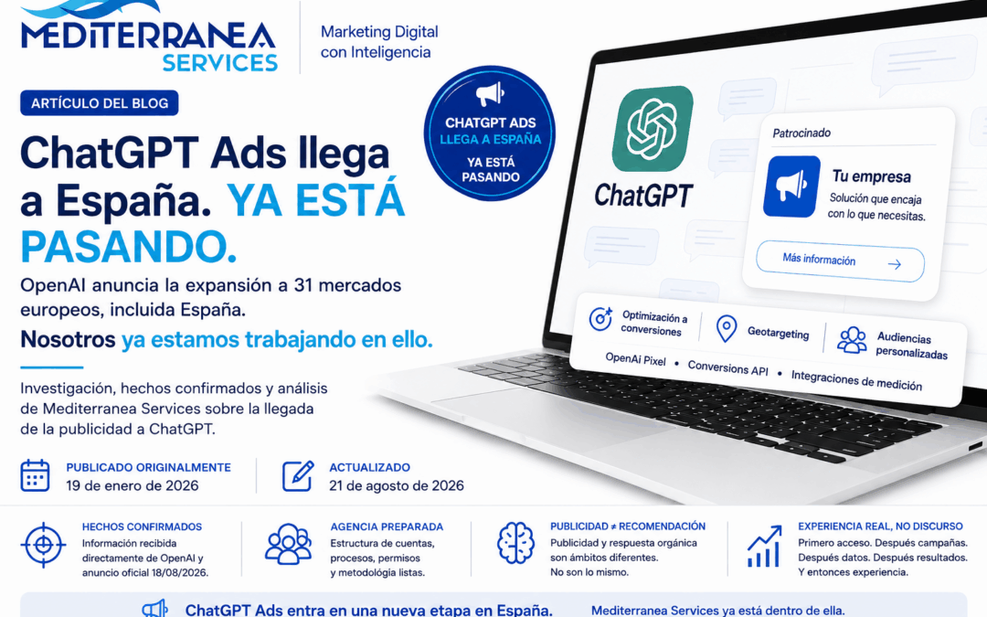ChatGPT Ads aún no está disponible en España. Ya hay expertos. Nosotros hemos preguntado a OpenAI.